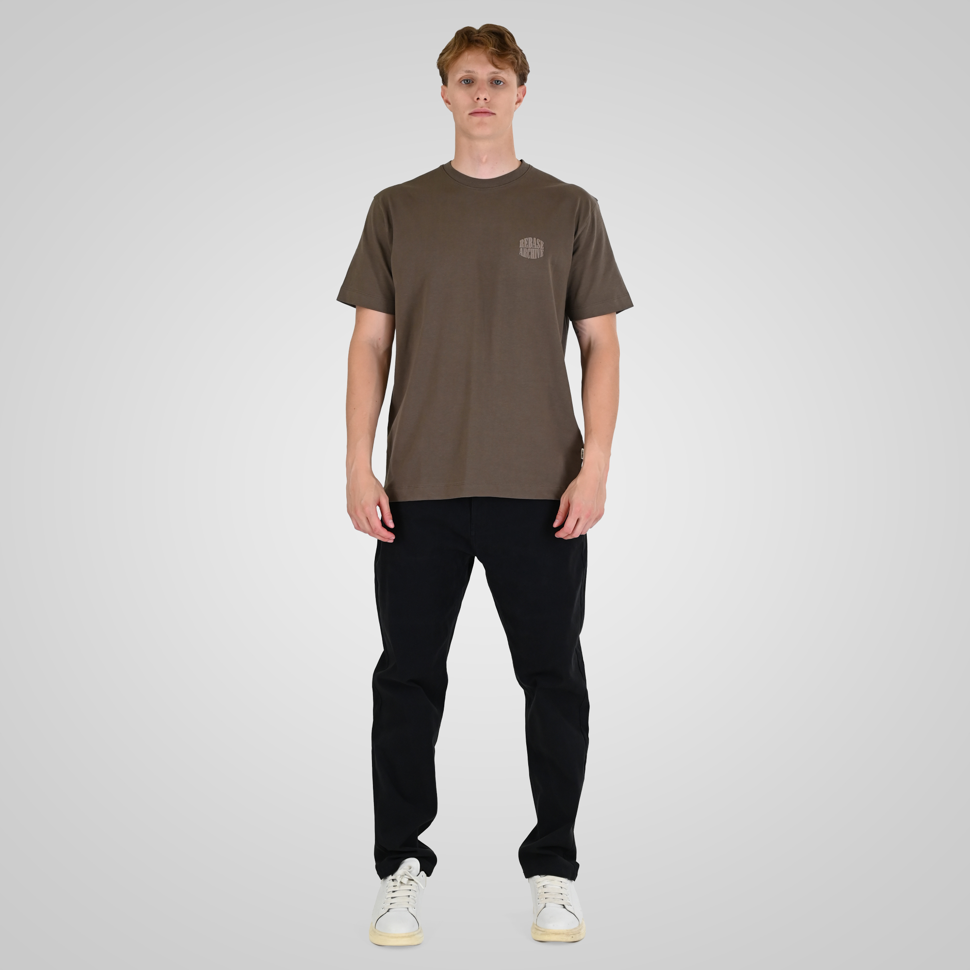 262RTS-9164 T-SHIRTS WITH PUFF PRINT (HEAVY JERSEY) (RELAXED FIT) TAUPE - Image 2