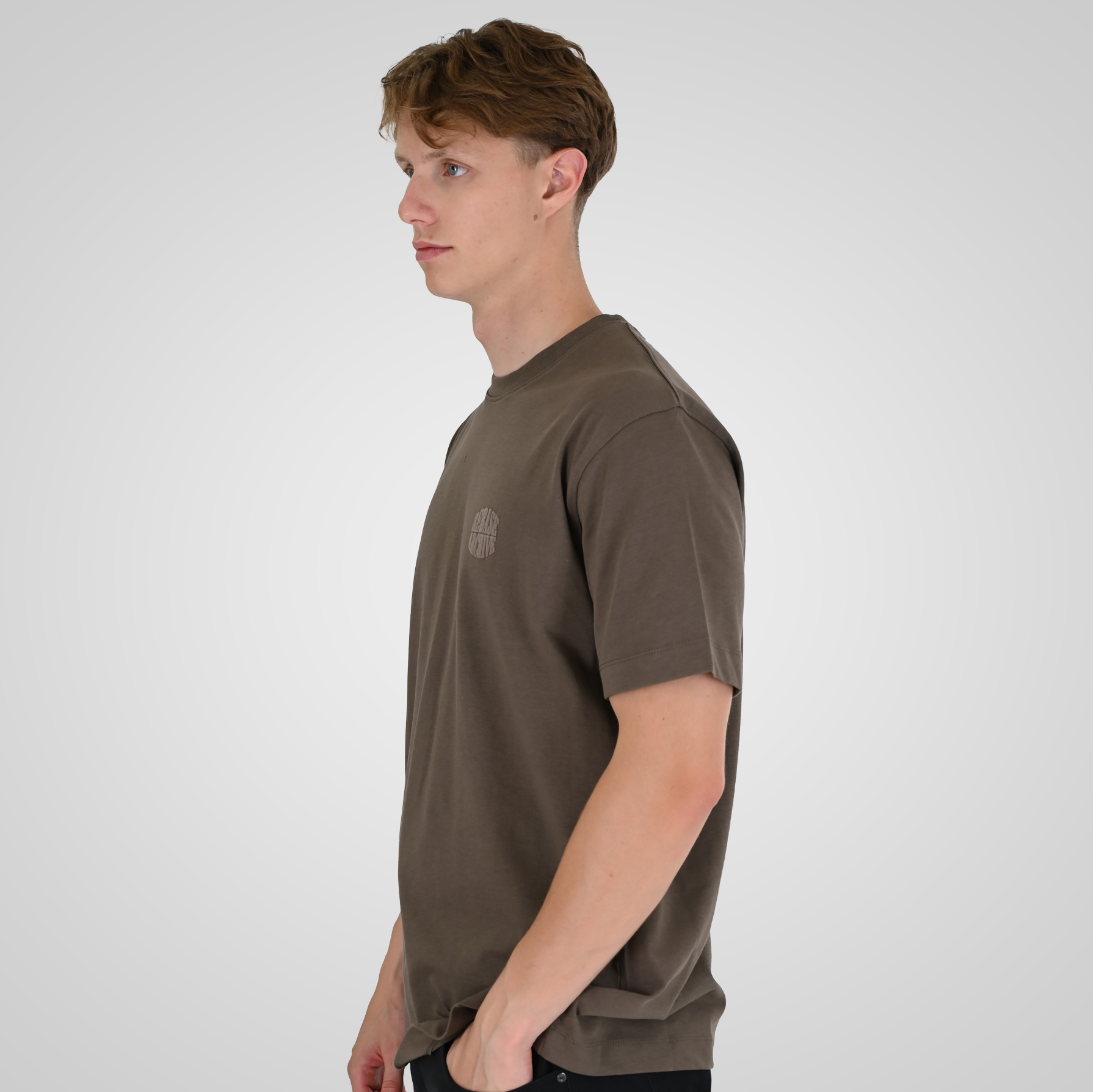 262RTS-9164 T-SHIRTS WITH PUFF PRINT (HEAVY JERSEY) (RELAXED FIT) TAUPE - Image 3