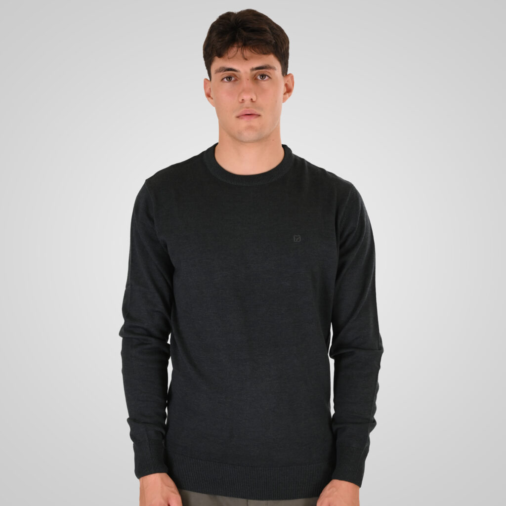 262RKNIT-8050 KNITS CREWNECK WITH DENSE EMBROIDERY FOREST GREEN MELANGE