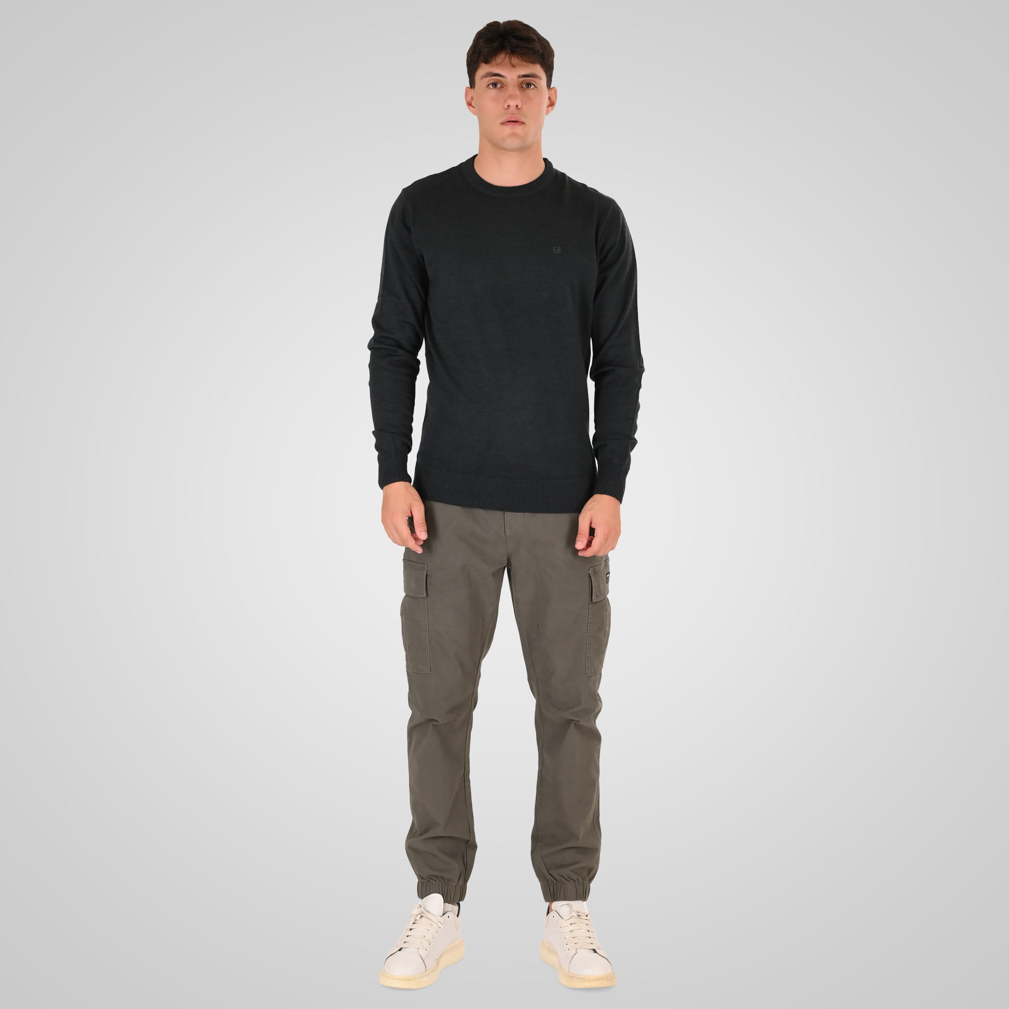 262RKNIT-8050 KNITS CREWNECK WITH DENSE EMBROIDERY FOREST GREEN MELANGE - Image 2