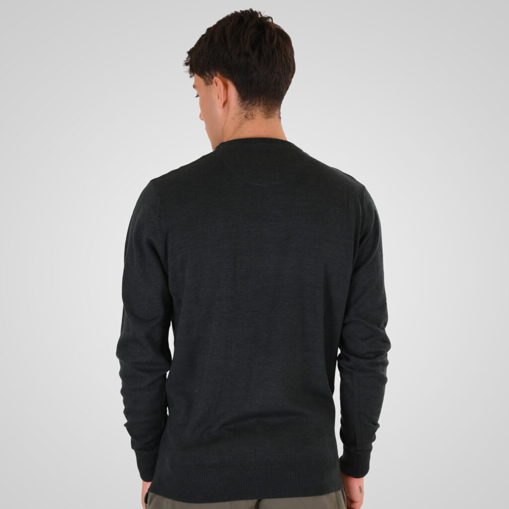 262RKNIT-8050 KNITS CREWNECK WITH DENSE EMBROIDERY FOREST GREEN MELANGE