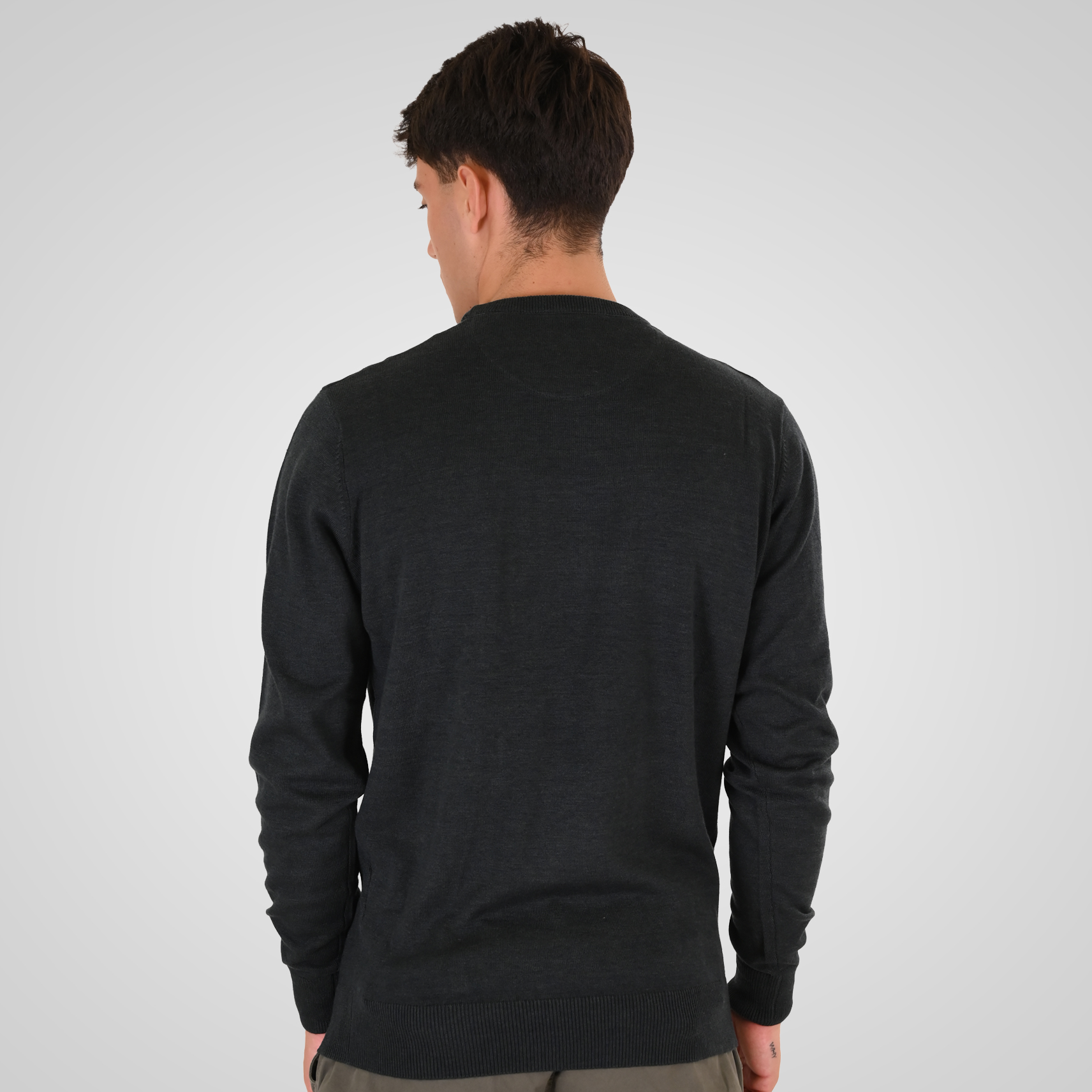 262RKNIT-8050 KNITS CREWNECK WITH DENSE EMBROIDERY FOREST GREEN MELANGE - Image 4