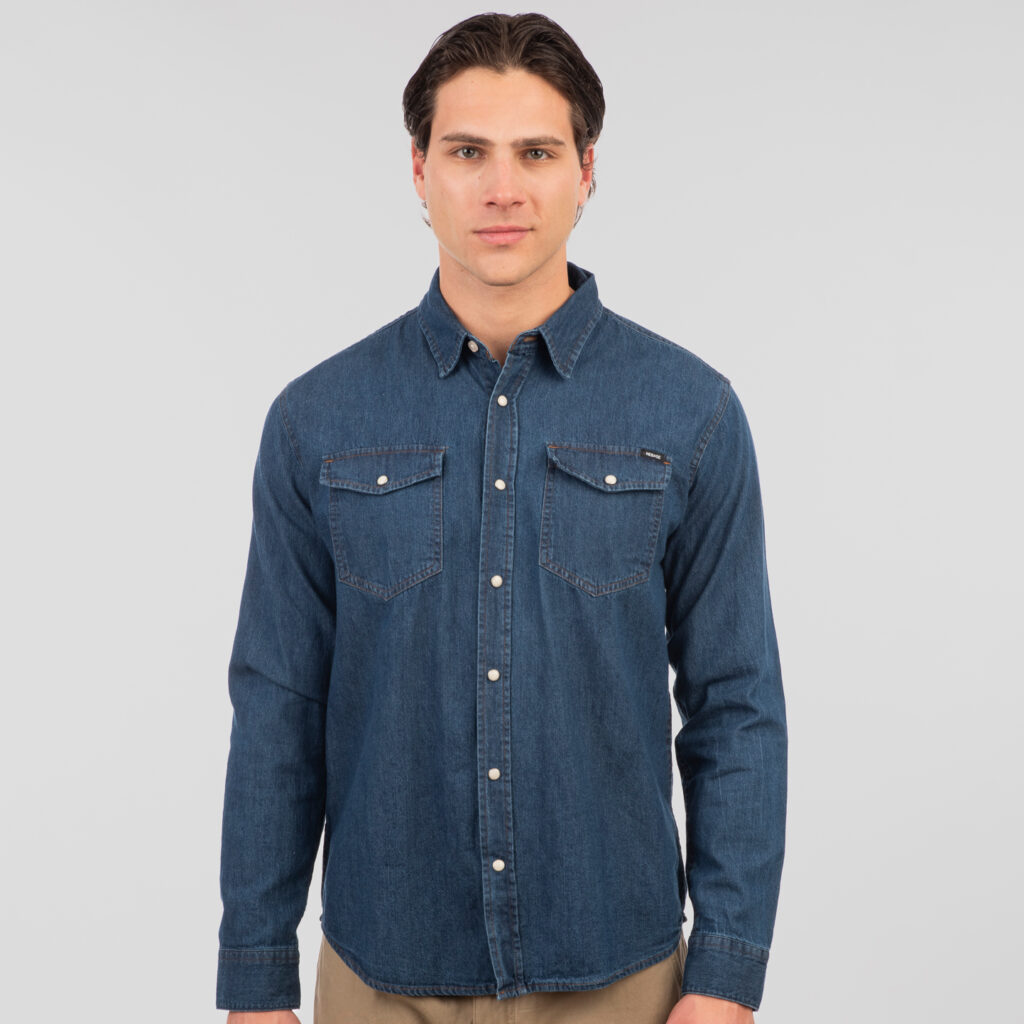 RDS-5067 NOS DENIM SHIRTS WITH SNAP BUTTONS MIDDLE BLUE DENIM