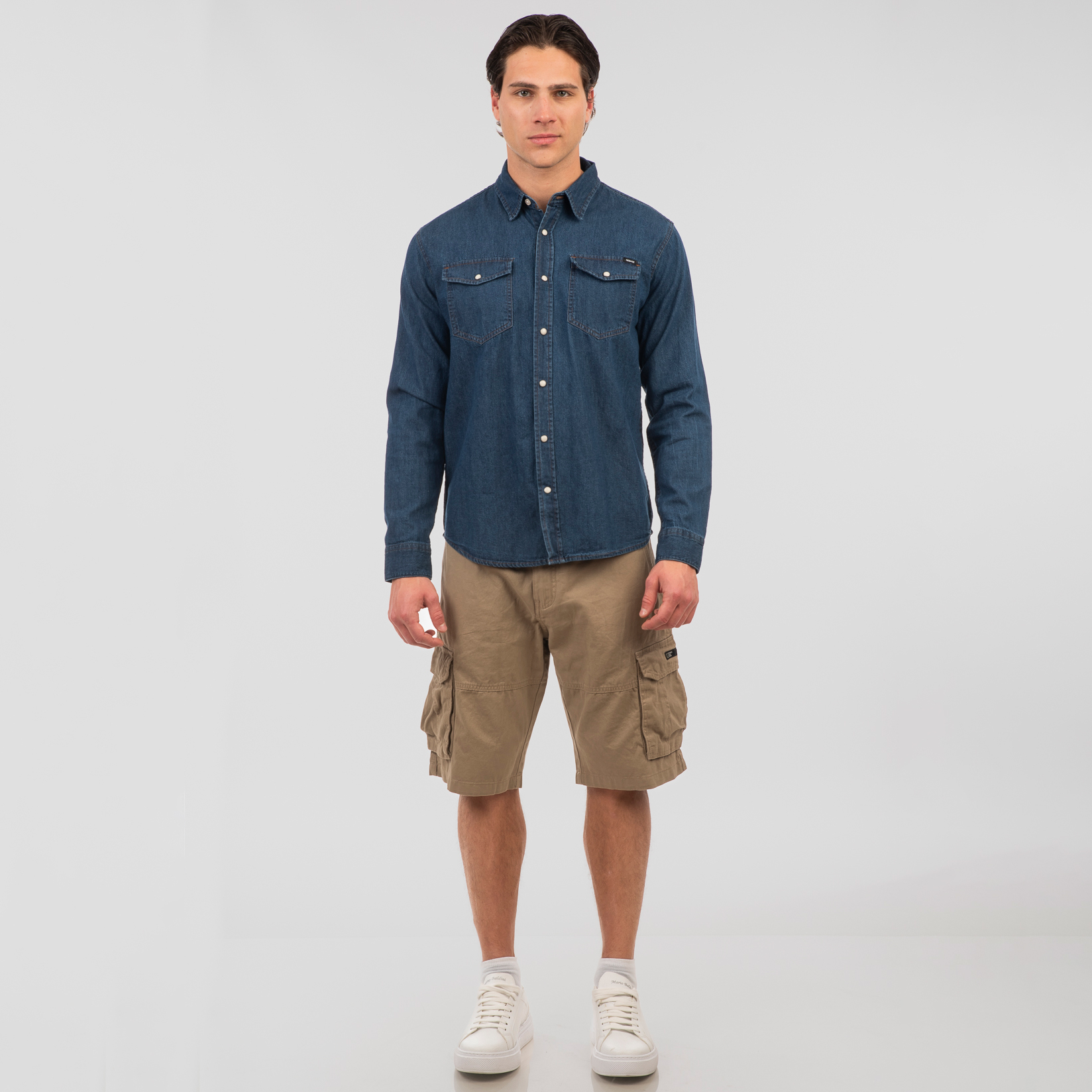 RDS-5067 NOS DENIM SHIRTS WITH SNAP BUTTONS MIDDLE BLUE DENIM - Image 2