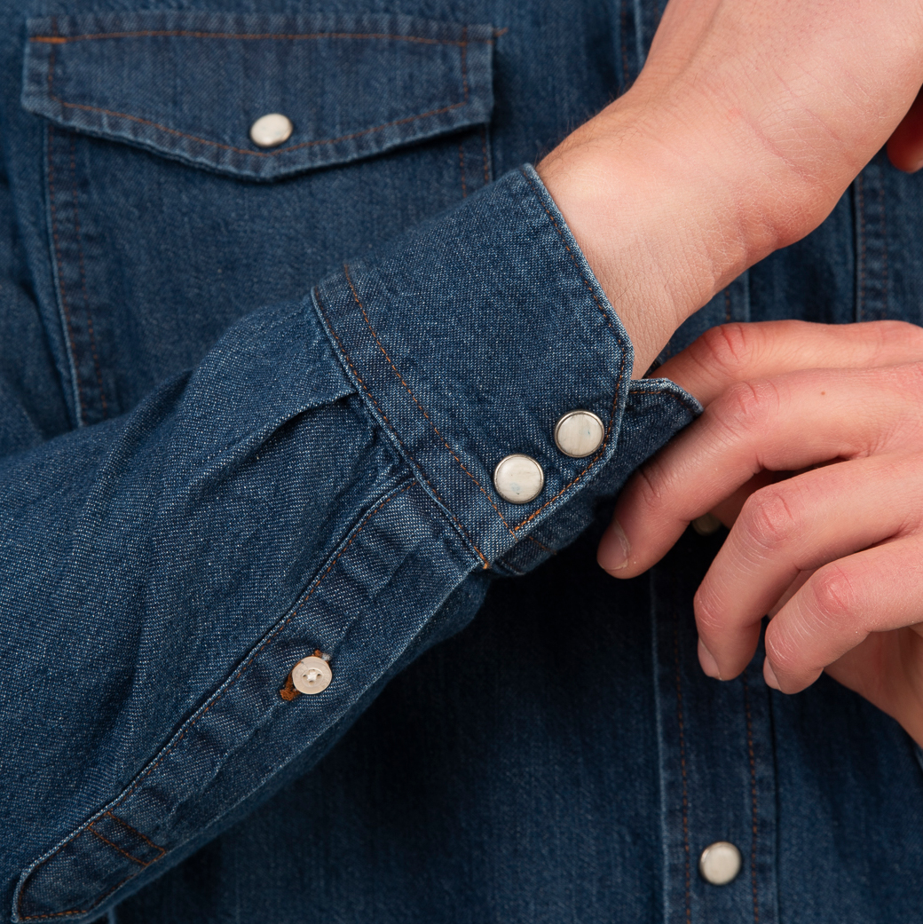 RDS-5067 NOS DENIM SHIRTS WITH SNAP BUTTONS MIDDLE BLUE DENIM - Image 5