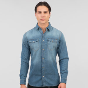 RDS-5068 NOS DENIM SHIRTS WITH SNAP BUTTONS LIGHT  BLUE DENIM