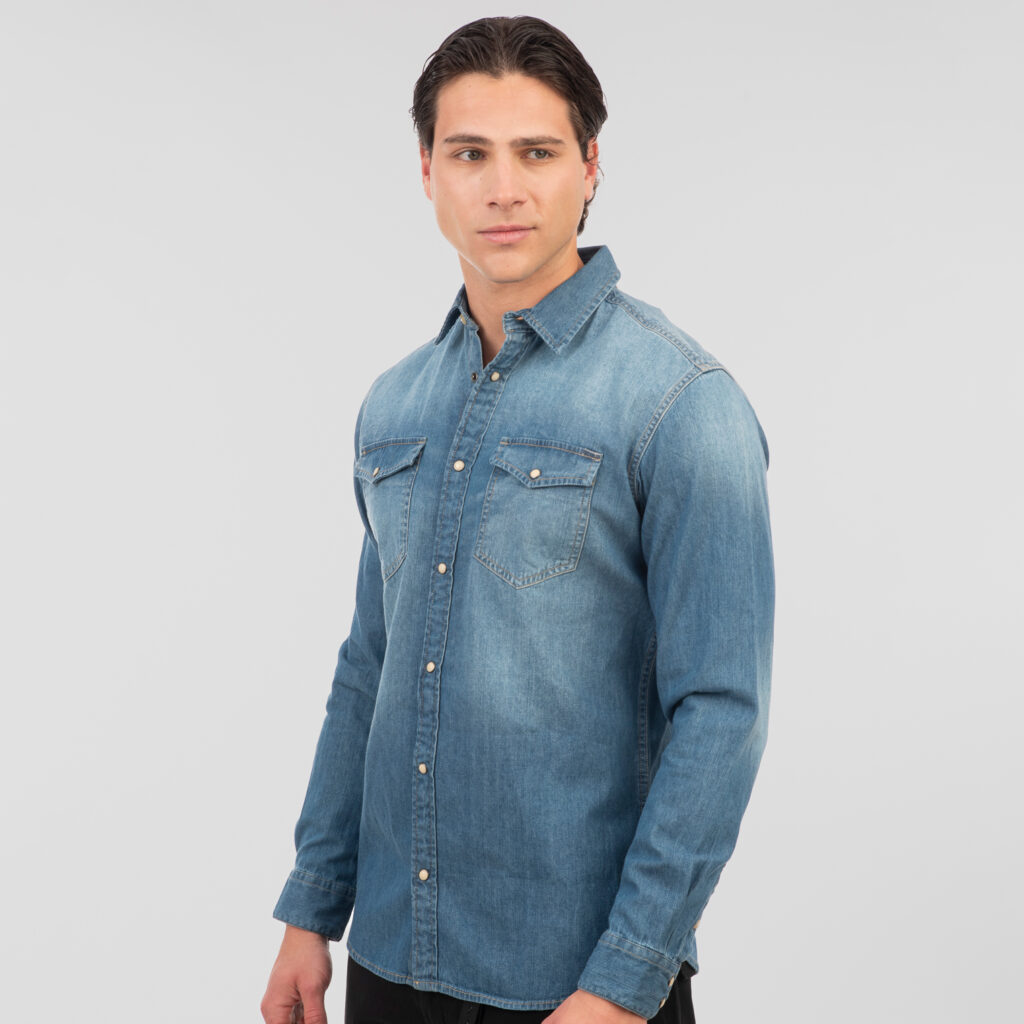 RDS-5068 NOS DENIM SHIRTS WITH SNAP BUTTONS LIGHT  BLUE DENIM