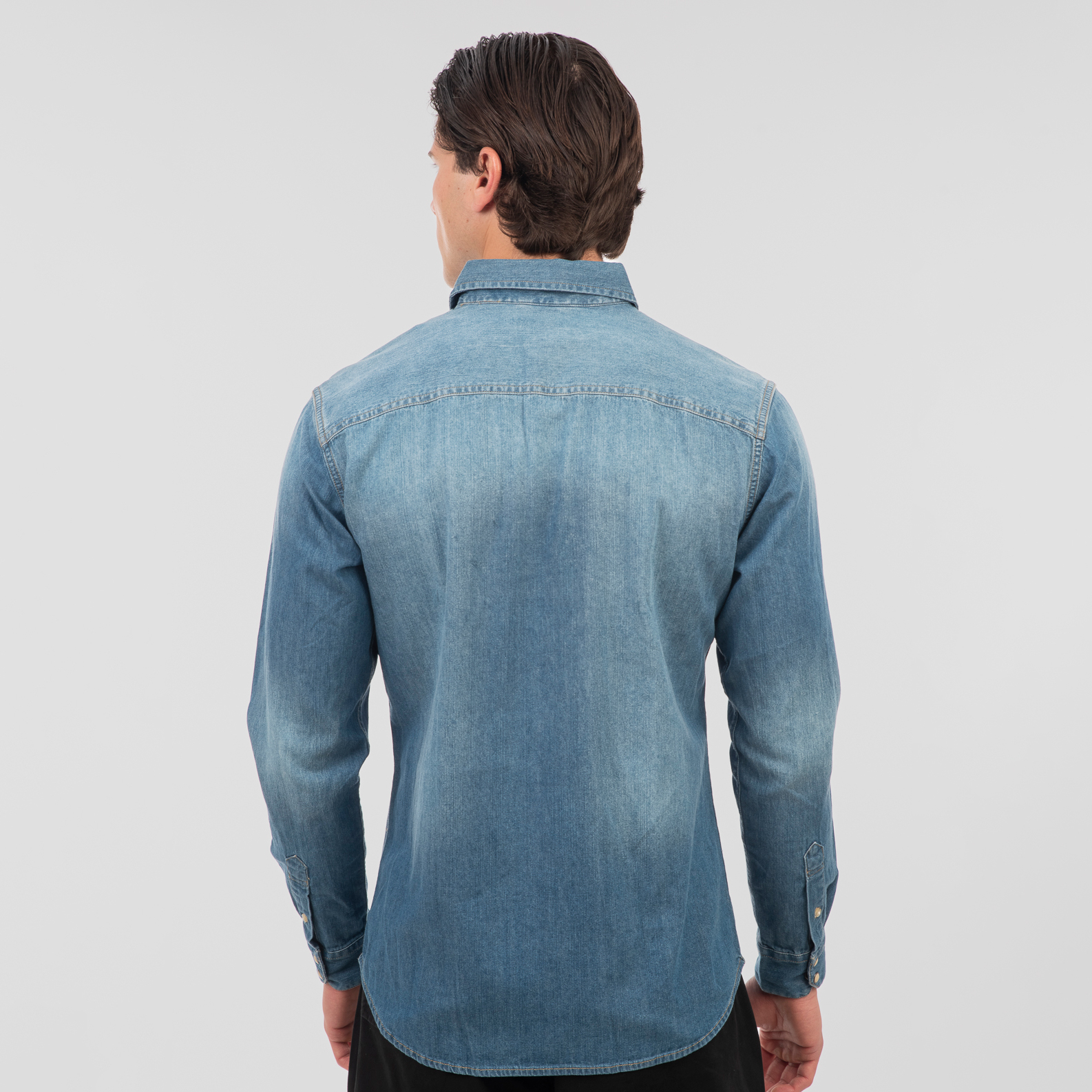 RDS-5068 NOS DENIM SHIRTS WITH SNAP BUTTONS LIGHT  BLUE DENIM - Image 4