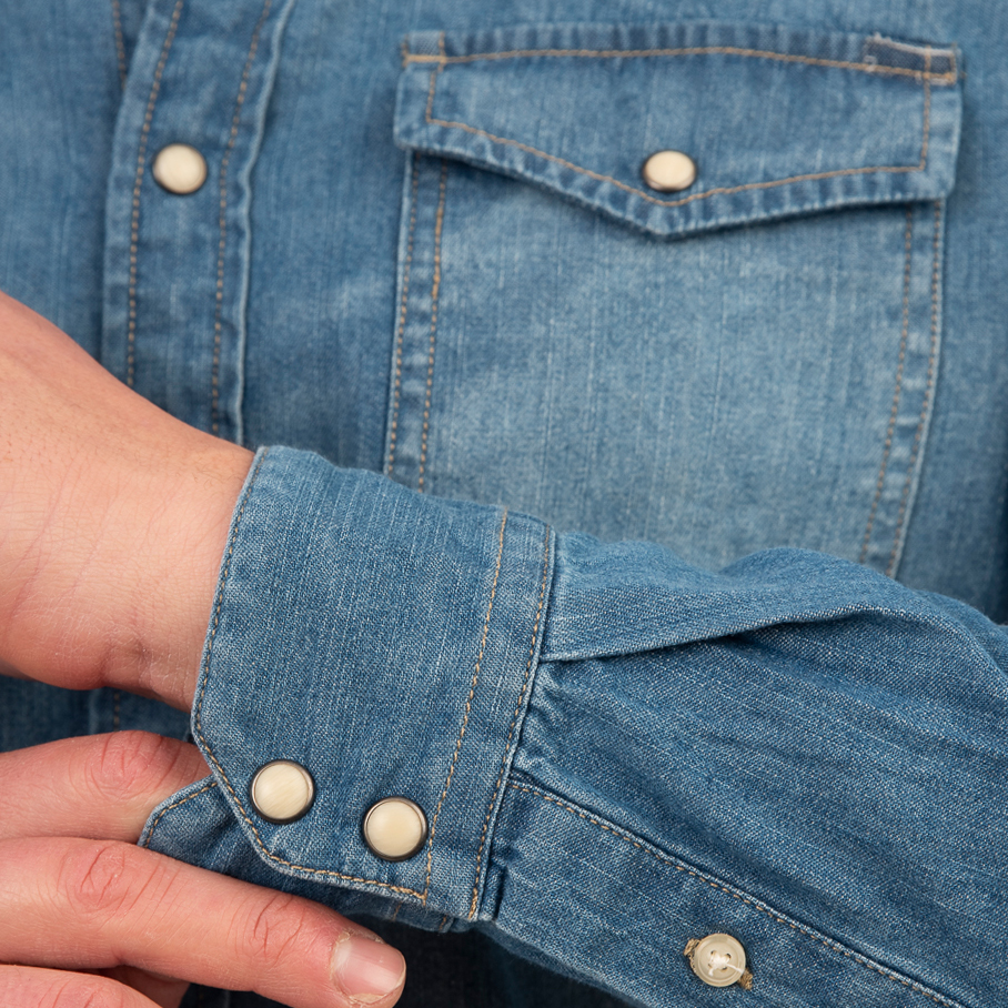 RDS-5068 NOS DENIM SHIRTS WITH SNAP BUTTONS LIGHT  BLUE DENIM