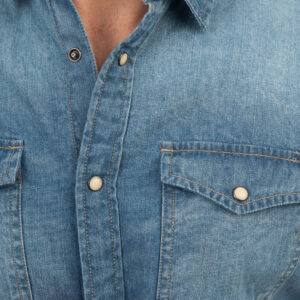 RDS-5068 NOS DENIM SHIRTS WITH SNAP BUTTONS LIGHT  BLUE DENIM - Image 6